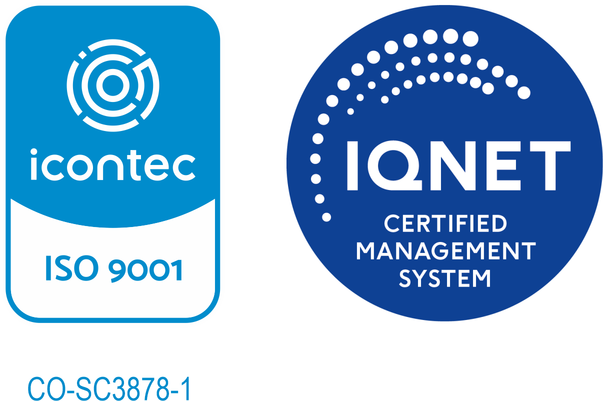 Sellos de certificación ICONTEC e IQNET